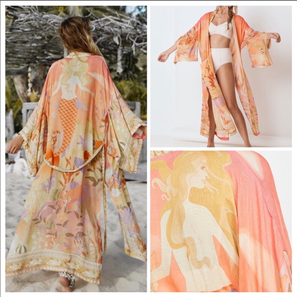 Boho Mermaid Kimono Duster, Under The Sea Maxi Beach Kimono - Picture 8 of 13